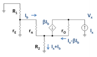 Small-signal circuit for finding output resistance of the Widlar source