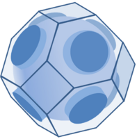 Fermi surface in k-space for a nearly filled band in the face-centered cubic lattice