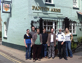 People in front of a building.